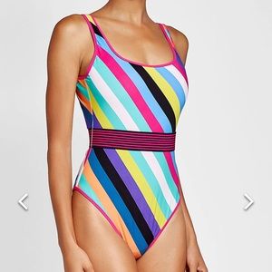 Diane von Furstenberg Striped Swimsuit Size M